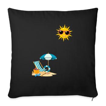 Soleil au bord de plage - Housse de coussin décorative 45 x 45 cm - noir - Devant