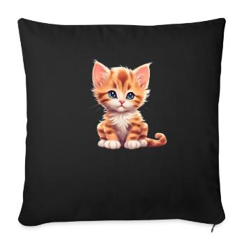 Cute little kitten - Sofa pillowcase 17,3'' x 17,3'' (45 x 45 cm) - black - Front