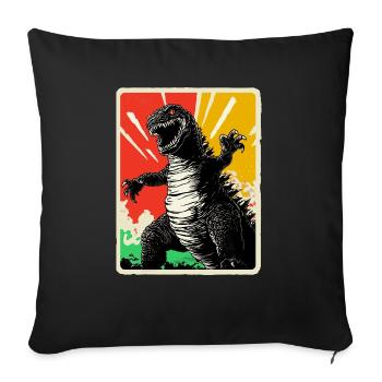 Japon Monster Kaiju Dino Dinosaur Saga Film - Housse de coussin décorative 45 x 45 cm - noir - Devant