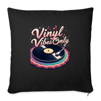 Vinyl vibes only - Sofa pillowcase 17,3'' x 17,3'' (45 x 45 cm) - black - Front