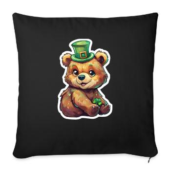St. Patrick‘s Day Bär Geschenk - Sofakissenbezug 45 x 45 cm - Schwarz - Vorne