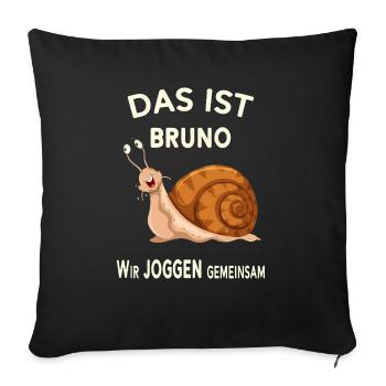 Gemeinsam joggen Lustige Sprüche Humor - Sofakissenbezug 45 x 45 cm - Schwarz - Vorne