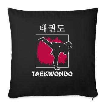 Taekwondo Poomsae Taekwondo-girl freestyle - Sofakissenbezug 45 x 45 cm - Schwarz - Vorne