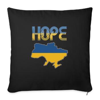 Espoir pour l’Ukraine – Conception de soutien patriotique - Housse de coussin décorative 45 x 45 cm - noir - Devant