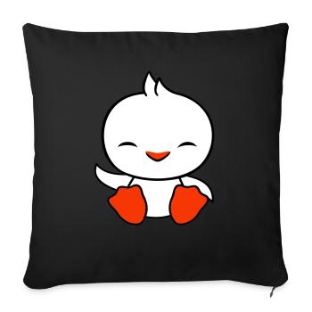 Duck sits friendly happy greeting waving - Sofa pillowcase 17,3'' x 17,3'' (45 x 45 cm) - black - Front