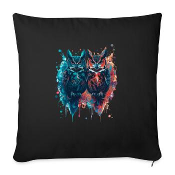 Ink,owls,illustration,painting,graffiti,owl - Sofa pillowcase 17,3'' x 17,3'' (45 x 45 cm) - black - Front