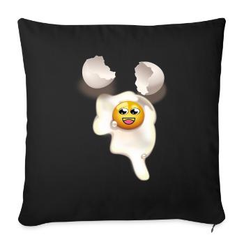 Fried egg with and broken eggshell - Sofa pillowcase 17,3'' x 17,3'' (45 x 45 cm) - black - Front