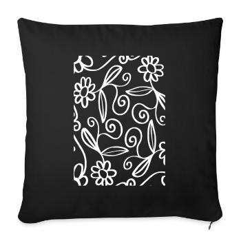 Blumen - Sofakissenbezug 45 x 45 cm - Schwarz - Vorne