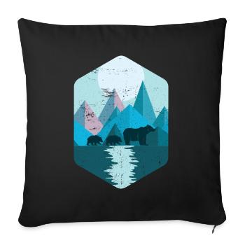Montagnes géométriques | Nature ours forêt animaux sauvages - Housse de coussin décorative 45 x 45 cm - noir - Devant
