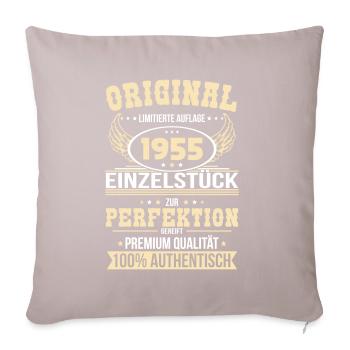 70th Birthday - Original 1955 Unique Piece - Sofa pillowcase 17,3'' x 17,3'' (45 x 45 cm) - light taupe - Front