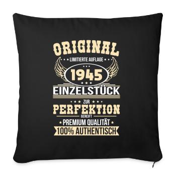 80th Birthday - Original 1945 Unique Piece - Sofa pillowcase 17,3'' x 17,3'' (45 x 45 cm) - black - Front