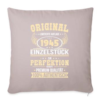 80th Birthday - Original 1945 Unique Piece - Sofa pillowcase 17,3'' x 17,3'' (45 x 45 cm) - light taupe - Front