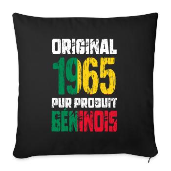 Anniversaire 60 ans - Original - 1965 - Béninois - Housse de coussin décorative 45 x 45 cm - noir - Devant