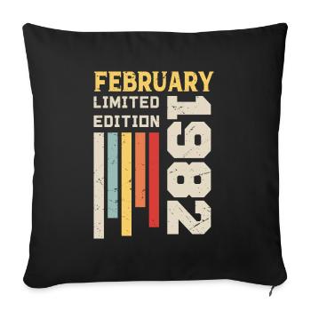 Février 1982 - Cadeau anniversaire Février 1982 - Housse de coussin décorative 45 x 45 cm - noir - Devant