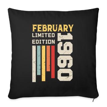 February 1960 - February 1960 Birthday Gift - Sofa pillowcase 17,3'' x 17,3'' (45 x 45 cm) - black - Front