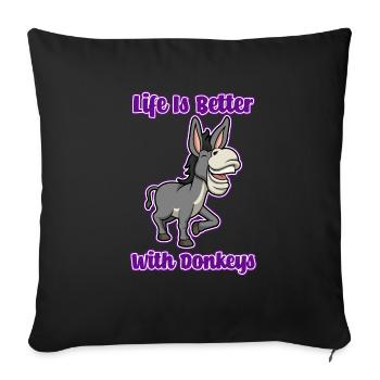 Bébé mignon âne vivant mule - Housse de coussin décorative 45 x 45 cm - noir - Devant