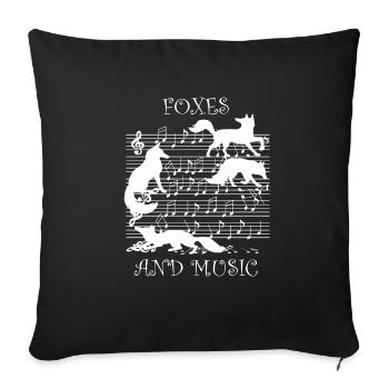 Animal de la forêt Renard et musique Faune et - Housse de coussin décorative 45 x 45 cm - noir - Devant