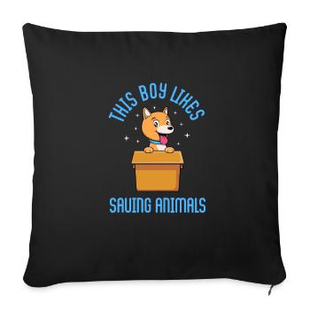 Garçon aime sauver des animaux Sauver des chats - Housse de coussin décorative 45 x 45 cm - noir - Devant