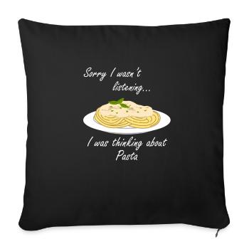 Penser aux pâtes Spaghetti Cuisine italienne - Housse de coussin décorative 45 x 45 cm - noir - Devant