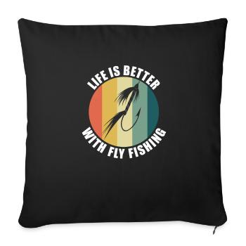 Fly Fishing Hobby Sports Catching Fish Trout - Sofa pillowcase 17,3'' x 17,3'' (45 x 45 cm) - black - Front