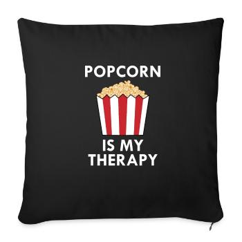 Popcorn as Therapy Manger du maïs drôle de dicton - Housse de coussin décorative 45 x 45 cm - noir - Devant