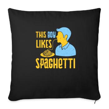 Boy Likes Spaghetti Cuisine italienne Pâtes - Housse de coussin décorative 45 x 45 cm - noir - Devant