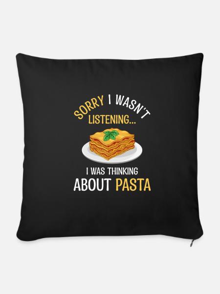 Denken Sie an Pasta Ironic Italienischer - Sofakissenbezug 45 x 45 cm - Schwarz