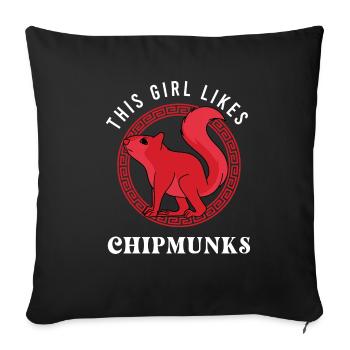 Girl Likes Chipmunks Squirrel Forest Animal - Sofa pillowcase 17,3'' x 17,3'' (45 x 45 cm) - black - Front