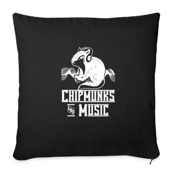 Chipmunks and Music Notes Musician Forest Animal - Sofa pillowcase 17,3'' x 17,3'' (45 x 45 cm) - black - Front