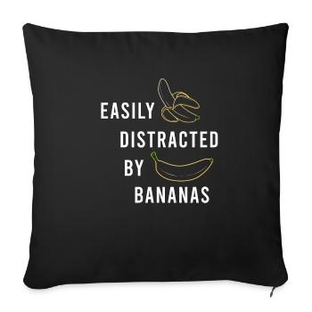 Distrait par les bananes, les fruits exotiques - Housse de coussin décorative 45 x 45 cm - noir - Devant