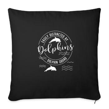 Distrait par les adorables dauphins, animaux - Housse de coussin décorative 45 x 45 cm - noir - Devant