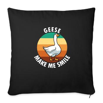 Oies sourient, dicton ironique, oiseau sauvage, - Housse de coussin décorative 45 x 45 cm - noir - Devant
