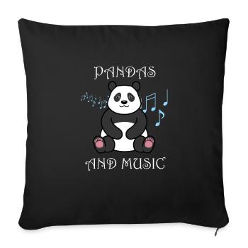 Lustiger Panda und Musiknoten Musiker Eucalyptus - Sofakissenbezug 45 x 45 cm - Schwarz - Vorne