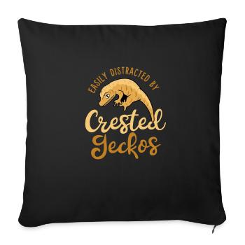 Distrait par le mignon reptile lézard geckos huppé - Housse de coussin décorative 45 x 45 cm - noir - Devant