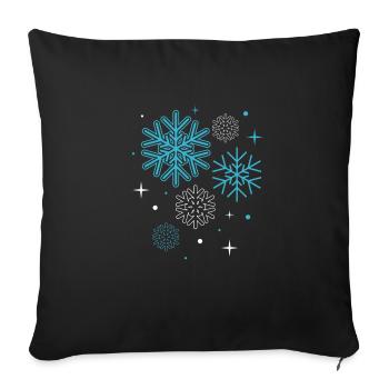 Floçons de neige, saison d'hiver, vacances - Housse de coussin décorative 45 x 45 cm - noir - Devant