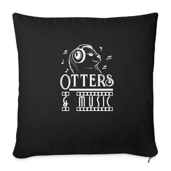 Loutres et notes de musique : musicien clé, - Housse de coussin décorative 45 x 45 cm - noir - Devant