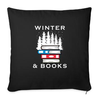 Livre de lecture Hiver Nature Paysage Neige - Housse de coussin décorative 45 x 45 cm - noir - Devant
