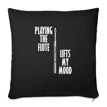 Flute Lifts Mood Ironic Flutist Musician Orchestra - Sofa pillowcase 17,3'' x 17,3'' (45 x 45 cm) - black - Front
