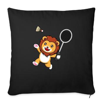 Lion jouant au badminton Shuttlecock Hobby Sports - Housse de coussin décorative 45 x 45 cm - noir - Devant