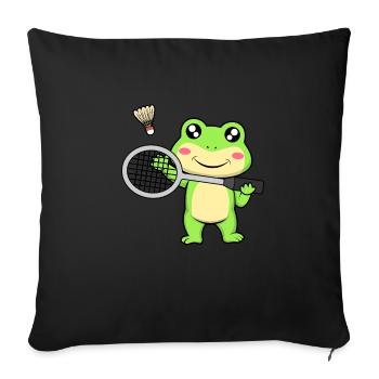 Navette Cute Frog Badminton Hobby Sports - Housse de coussin décorative 45 x 45 cm - noir - Devant