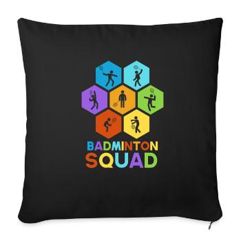 Joueur de badminton rétro Hobby Sports Shuttlecock - Housse de coussin décorative 45 x 45 cm - noir - Devant