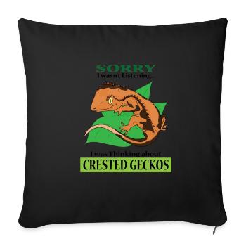 Thinking About Crested Geckos Funny Reptile - Sofa pillowcase 17,3'' x 17,3'' (45 x 45 cm) - black - Front
