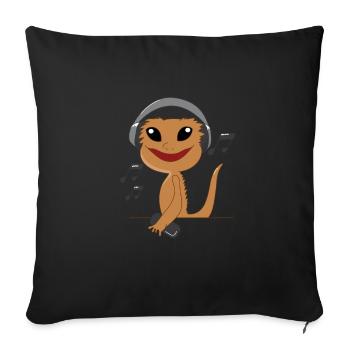 Gecko huppé écoutant des notes de musique, - Housse de coussin décorative 45 x 45 cm - noir - Devant