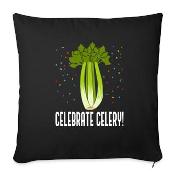 Célébrez le céleri, les légumes ironiques et la - Housse de coussin décorative 45 x 45 cm - noir - Devant