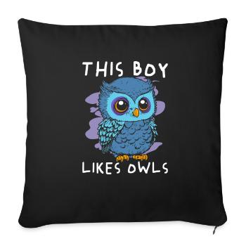 Un garçon aime la vie sauvage, les oiseaux, la - Housse de coussin décorative 45 x 45 cm - noir - Devant