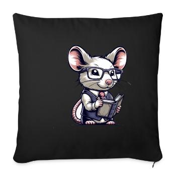 Cute Mouse Teacher - Sofa pillowcase 17,3'' x 17,3'' (45 x 45 cm) - black - Front