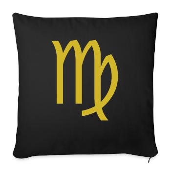 Signe du zodiaque Vierge, design exclusif de t-shirt - Housse de coussin décorative 45 x 45 cm - noir - Devant