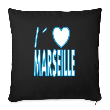 Né à Marseille Marseille France Cadeau - Housse de coussin décorative 45 x 45 cm - noir - Devant