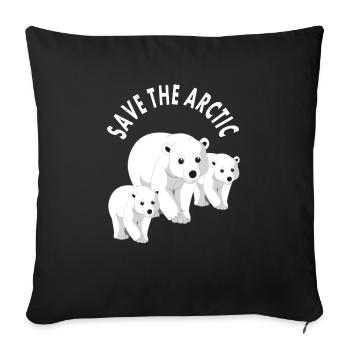 Save the Arctic White Bear Polar Bear North Pole Gift - Sofa pillowcase 17,3'' x 17,3'' (45 x 45 cm) - black - Front