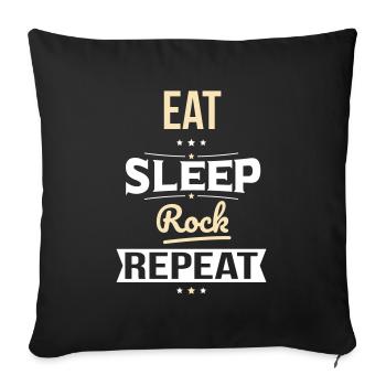 Eat Sleep Rock Repeat - Comedy Gift - Sofa pillowcase 17,3'' x 17,3'' (45 x 45 cm) - black - Front
